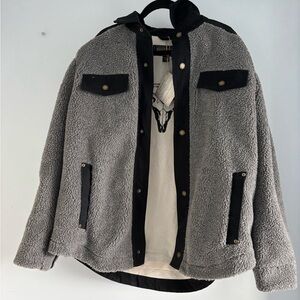 Gray Sherpa Pendleton Jacket with Black Accents NEW